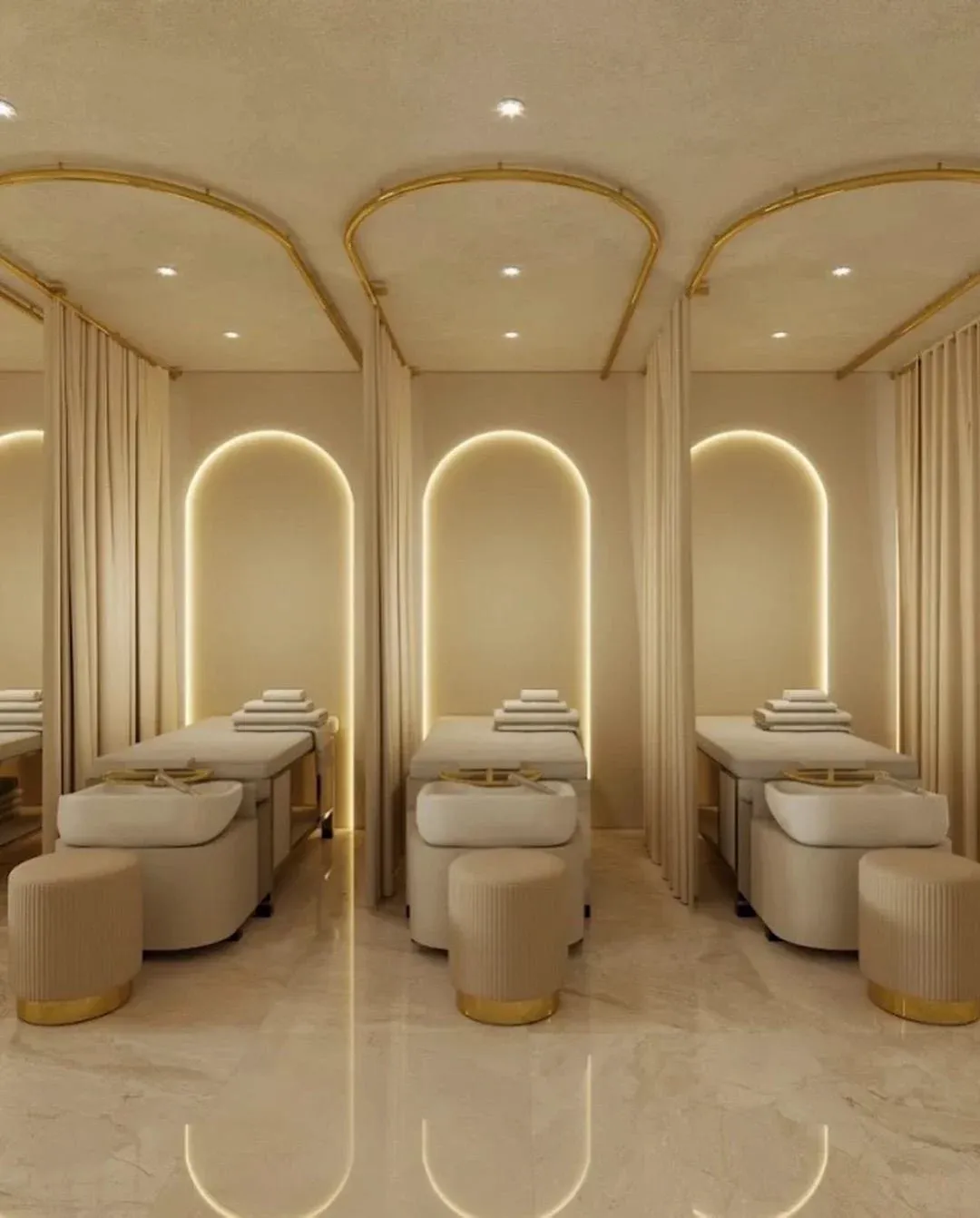 Calming warm luxury spa interior lighting and oils