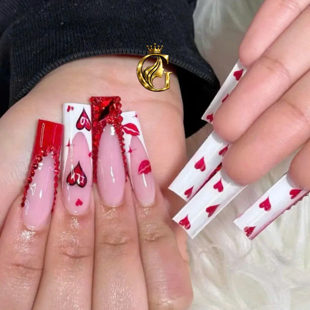 Beautiful manicured hand gentle styling